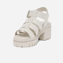 Sandale crantée TEXTO écrue à brides embossées effet croco