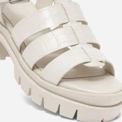 Sandale crantée TEXTO écrue à brides embossées effet croco