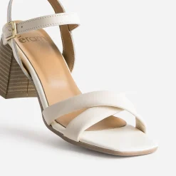 Sandale écrue cuir à talon