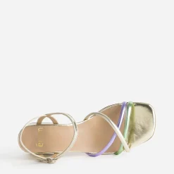 Sandale dorée brides métallisées