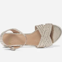 Sandale dorée éco-conçue à brides tressées