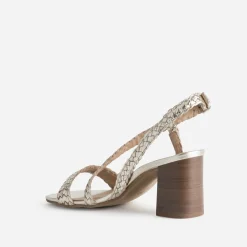 Sandale dorée cuir tressé