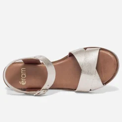 Sandale dorée en cuir