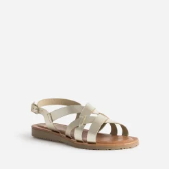 Sandale dorée en cuir à brides croisées