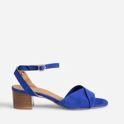 Sandale ERAM FLEX bleu électrique cuir velours