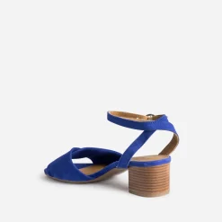 Sandale ERAM FLEX bleu électrique cuir velours