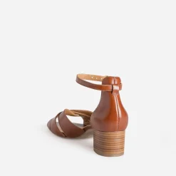 Sandale ERAM FLEX cognac cuir brides croisées