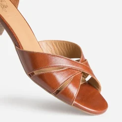 Sandale ERAM FLEX cognac cuir brides croisées