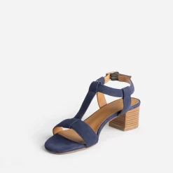 Sandale ERAM FLEX marine en cuir velours