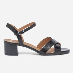 Sandale ERAM FLEX noire en cuir effet croco