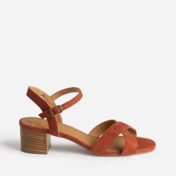 Sandale ERAM FLEX terracotta en cuir velours