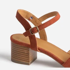 Sandale ERAM FLEX terracotta en cuir velours