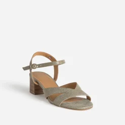 Sandale ERAM FLEX verte cuir effet python