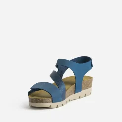 Sandale FRANCE ARNO bleue cuir nubuck