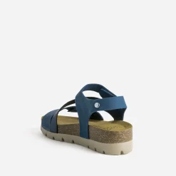 Sandale FRANCE ARNO bleue cuir nubuck