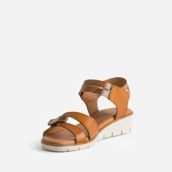 Sandale FRANCE ARNO cognac et effet python cuir