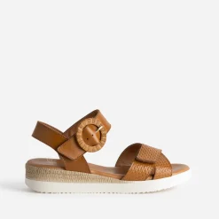 Sandale FRANCE ARNO cognac cuir embossé