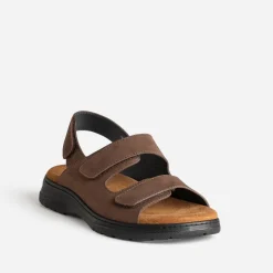 Sandale FRANCE ARNO marron cuir à scratchs