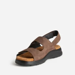 Sandale FRANCE ARNO marron cuir à scratchs