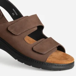 Sandale FRANCE ARNO marron cuir à scratchs