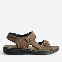 Sandale FRANCE ARNO marron cuir à scratchs