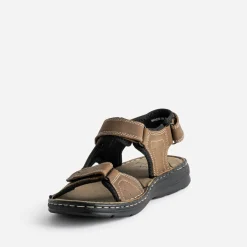 Sandale FRANCE ARNO marron cuir à scratchs