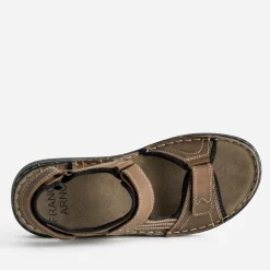 Sandale FRANCE ARNO marron cuir à scratchs