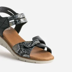 Sandale FRANCE ARNO noire cuir effet python