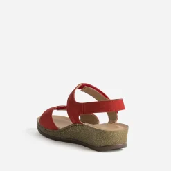 Sandale FRANCE ARNO rouge cuir nubuck