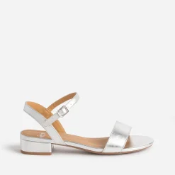 Sandale gris argent à petit talon