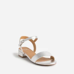 Sandale gris argent à petit talon