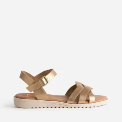 Sandale marron métallisée en cuir