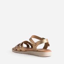 Sandale marron métallisée en cuir