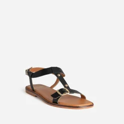 Sandale noir cuir détails clous