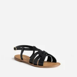 Sandale noire effet python verni