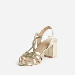 Sandale or à brides entrelacées