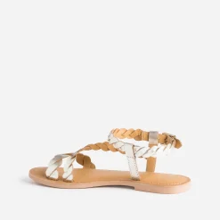 Sandale or en cuir à brides entrelacées