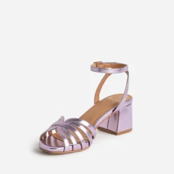 Sandale parme métallisée à brides