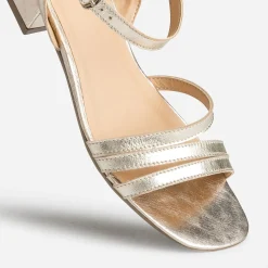 Sandale plate dorée cuir éco-conçu