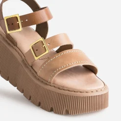 Sandale plateforme TEXTO camel en cuir