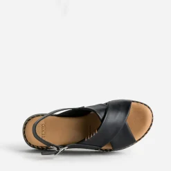 Sandale plateforme TEXTO noire cuir