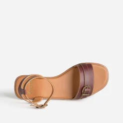 Sandale prune cuir deux brides