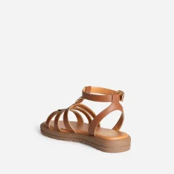 Sandale spartiate BUGGY camel en cuir