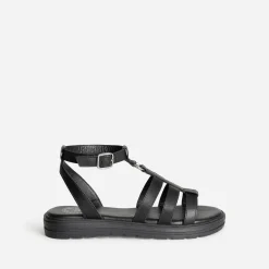 Sandale spartiate BUGGY noire en cuir