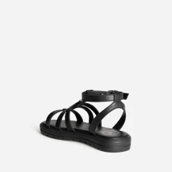 Sandale spartiate BUGGY noire en cuir