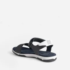 Sandale TBS marine cuir à scratchs