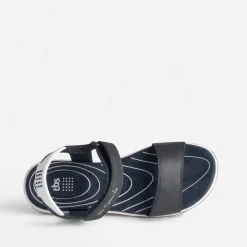 Sandale TBS marine cuir à scratchs