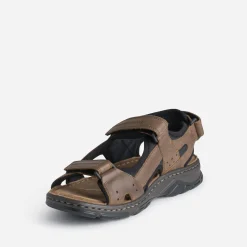 Sandale TBS marron en cuir à scratchs