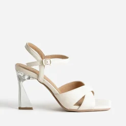 Sandale TEXTO beige à talon flare