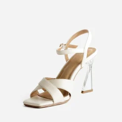 Sandale TEXTO beige à talon flare